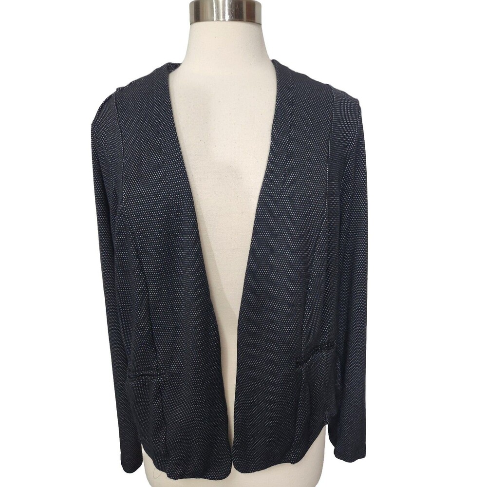 MAURICES Womens Open Front Knit Top Short Jacket Size 2 Black Knit LS Stretch 2X